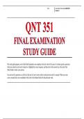 QNT 351  FINAL EXAMINATION STUDY GUIDE