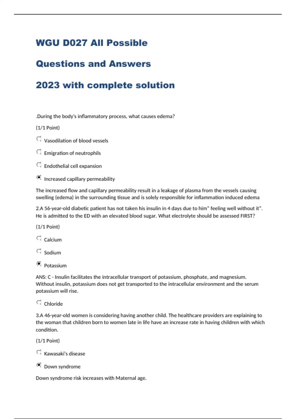 WGU D027 All Possible Questions and Answers 2023 with complete solution ...