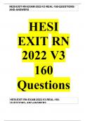 HESI EXIT RN EXAM 2022 V3 160 QUESTIONS AND ANSWERs