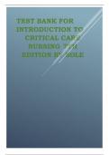 TEST BANK FOR INTRODUCTION TO CRITICAL CARE NURSING 7TH EDITION BY SOLE LATEST REVISED UPDATED , ALL CHAPTERS COMPLETE 