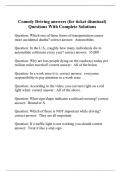 Comedy Driving answers (for ticket dismissal) Questions With Complete Solutions