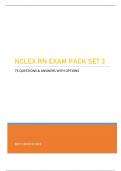 NCLEX RN EXAM PACK SET 3 - 75 QUESTIONS & ANSWERS WITH EXPLAINED OPTIONS (SCORED A+) LATEST UPDATE 2023