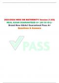 2023/2024 HESI OB MATERNITY Version 2 (V2) REAL EXAM GUARANTEED A+ (All 55 Q’s)– Brand New Q&As! Guaranteed Pass A+ Questions & Answers 