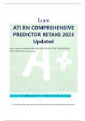 Exam ATI RN COMPREHENSIVE PREDICTOR RETAKE 2023 Updated South University, West Palm BeachNURSING NSG6002 ATI RN COMPREHENSIVE PREDICTOR RETAKE 2023 Updated ATI RN COMPREHENSIVE PREDICTOR RETAKE