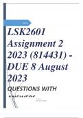 LSK2601 Assignment 2 2023 (814431) - DUE 8 August 2023