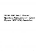 NURS 5315 Advanced Pathophysiology Exam Practice Questions With Answers, NURS 5315: Endocrine (Endocrine Anatomy and Physiology) Questions With Answers, NURS 5315 Gastrointestinal Module 9 Questions With Answers, NURS 5315 Midterm Exam Questions and Answe