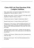 Chem 1020 Lab Final Questions With Complete Solutions.