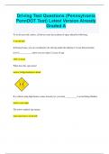 Driving Test Questions (Pennsylvania PennDOT Test) Latest Version Already Graded A