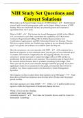 NIH Study Set Questions and Correct Solutions
