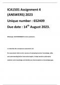 ICA1501 Assignment 4 (ANSWERS) 2023 Unique number : 652409