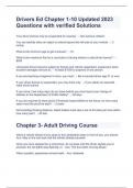 Drivers Ed Chapter 1-10 Updated 2023 Questions with verified Solutions