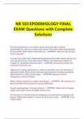 NR 503 EPIDEMIOLOGY FINAL EXAM Questions with Complete Solutions 