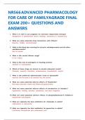 NR566 ADVANCED PHARMACOLOGY FOR CARE OF FAMILYAGRADE FINAL EXAM 200+ QUESTIONS AND ANSWERS
