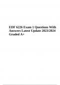 EDF 6226 Final Exam Practice Questions With Answers - Latest Update 2023/2024 Graded A+ (100% VERIFIED)