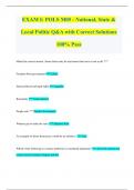 EXAM I: POLS M05 - National, State & Local Politic Q&A with Correct Solutions 100% Pass