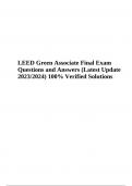 LEED Green Associate, Final Exam Questions With Correct Answers - Latest Update 2023/2024 (100% Verified)