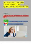 2022/2023 HESI RN EXIT EXAM V1 FULL 160 QUESTIONS AND ANSWERS.