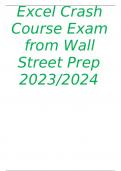 Excel Crash Course Exam from Wall Street Prep 2023/2024