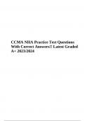 CCMA NHA Exam Practice Questions With Correct Answers | Latest Graded A+ 2023/2024 (100% Verified)