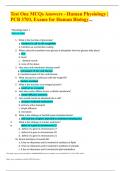 Test One MCQs Answers - Human Physiology | PCB 3703, Exams for Human Biology..,