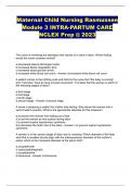 Maternal Child Nursing Rasmussen Module 3 INTRA-PARTUM CARE NCLEX Prep @ 2023