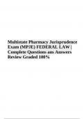 Multistate Pharmacy Jurisprudence Exam (MPJE) FEDERAL LAW Questions ans Answers | Latest Update Graded A+ (2023/2024)