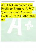 ATI PN Comprehensive Predictor Form A ,B & C Questions and Answers LATEST-2023 GRADED A+