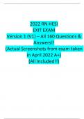 2022 RN HESI EXIT EXAM Version 1 (V1) – All 160 Questions &  Answers!! (Actual Screenshots from exam taken  in April 2022 A+) (All Included!!)