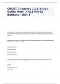 CRCST Chapters 1-16 Study Guide from IAHCSMM by Bethany (Test 3) with correct answers 2023 2024