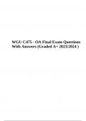 WGU C475 OA; Exam Questions With Correct Answers 2023/2024 (Graded A+)