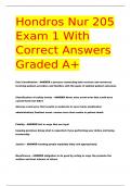 Hondros Nur 205 Exam 1 With Correct Answers Graded A+