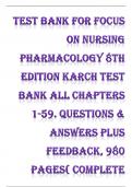 TESTBANK for Focus on Nursing Pharmacology 8th Edition Karch