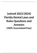   (solved 2023/2024) Florida Dental Laws and Rules Questions and Answers  (100% Guaranteed Pass)