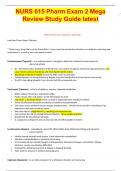 NURS 615 Pharm Exam 2 Mega Review Study Guide latest