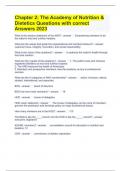 Chapter 2: The Academy of Nutrition & Dietetics Questions with correct Answers 2023