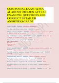 USPS POSTAL EXAM 42 SSA ACADEMY 2023-2024 ACTUAL EXAM 270+ QUESTIONS AND CORRECT DETAILED ANSWERS|AGRADE