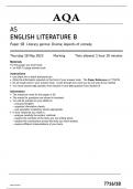 AQA 7716-1B ENGLISH LITERATURE B-AS PAPER 1 MAY23-Paper 1B Literary genres: Drama: Aspects of comedy