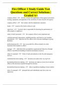 Fire Officer 1 Study Guide Test Questions and Correct Solutions | Graded A+