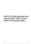 APEA 3P Question Bank  | Questions and Answers Latest 2024 | 100% correct  (VERIFIED)