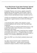 Texas Real Estate Exam (State Portion): Special Topics Questions With Complete Solutions