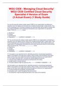 WGU C838 - Managing Cloud Security/  WGU C838 Certified Cloud Security  Specialist 4 Version of Exam (3 Actual Exam) (1 Study Guide)