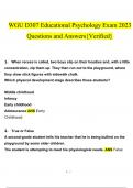 WGU D307 Educational Psychology Exam questions and answers latest 2023 - 2024 [100% correct answers]