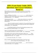 RMA Exam Study Guide (2023) Questions and Correct Solutions | Rated A+