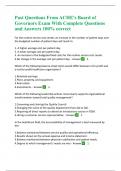 Past Questions From ACHE's Board of Governors Exam With Complete Questions and Answers 100% correct