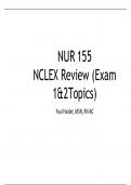 NUR 155 NCLEX Review (Exam 1&2 Topics) Paul Haidet, MSN, RN-BC  latest 2023/2024