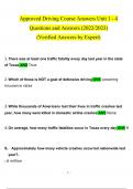 Approved Driving Course Answers Unit 1 - 4 questions and answers latest 2023 - 2024 [100% correct answers]