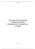 TEST BANK FOR INTEGRATED CARDIOPULMONARY PHARMACOLOGY, 3RD EDITION : COLBERT