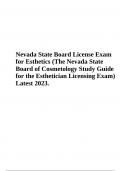 Nevada State Board License Exam for Esthetics | Questions with 100% Correct Answers | Latest Update 2023/2024