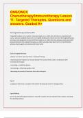 ONS/ONCC Chemotherapy/Immunotherapy Lesson 11: Targeted Therapies, Questions and answers. Graded A+