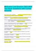 Bundle For Motivation and Emotion Exam Questions and Answers All Correct